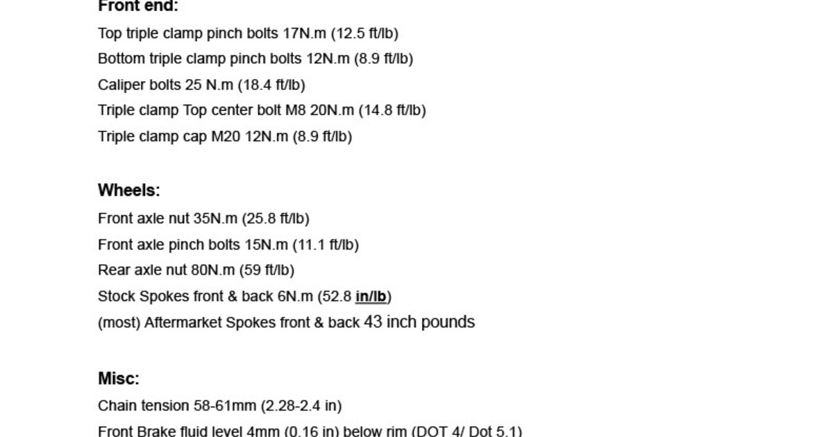 torque specs 2324 ktm sxf Tech Help/Race Shop Motocross Forums